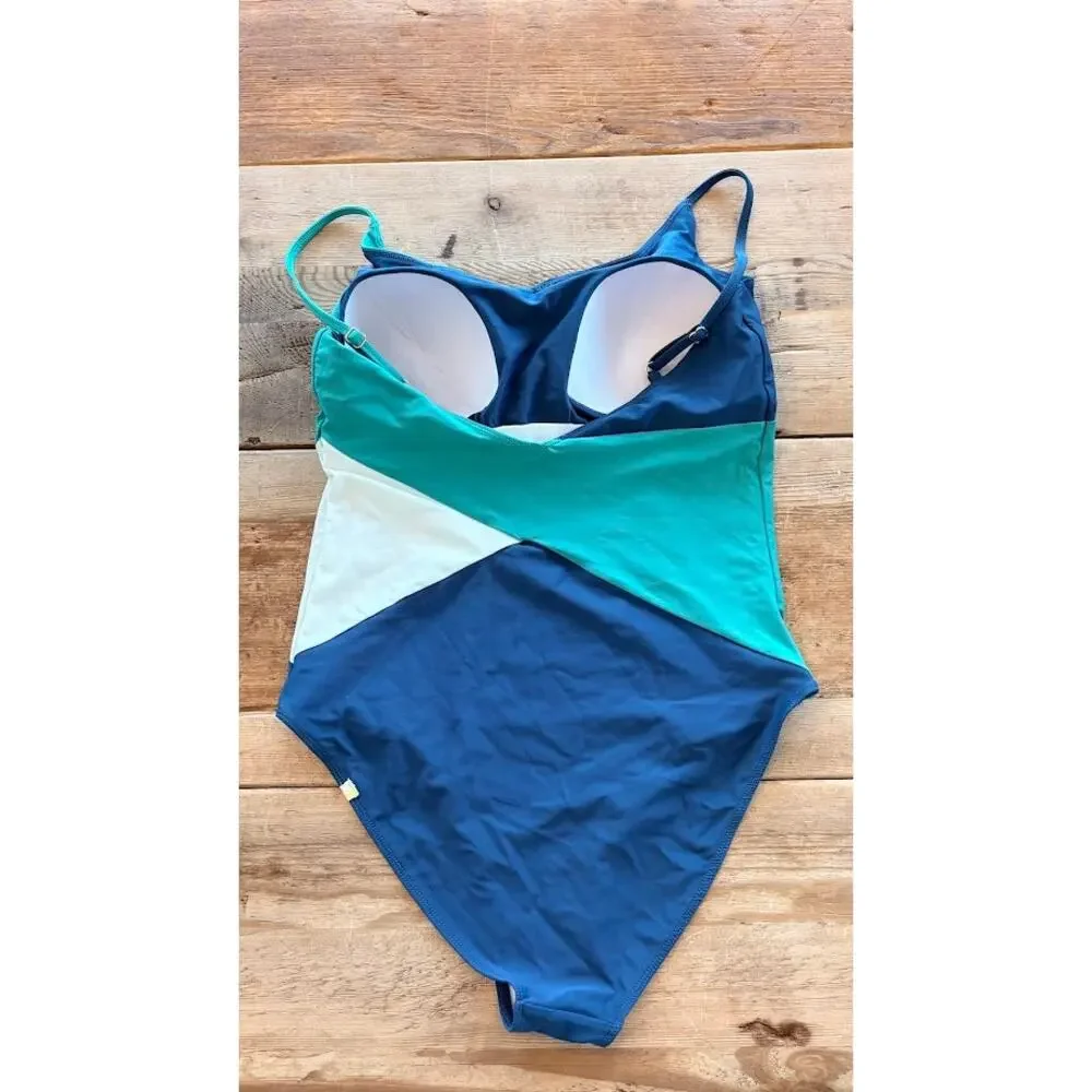 Summersalt Green Blue White SIZE 12 The Marina One Piece Swimsuit
